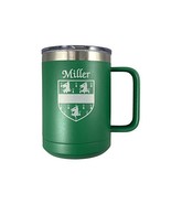 Miller Irish Coat of Arms Stainless Steel Green Travel Mug with Handle - £21.54 GBP