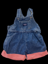 Oshkosh B&#39;Gosh Denim Jean Shortalls Overalls Size 12M Red Gingham Bottom... - $79.99