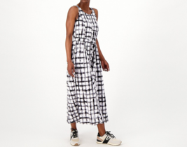 Cuddl Duds Flexwear Paneled Maxi Dress Black Gingham, Small - £27.21 GBP