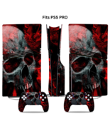 Fits PS5 PRO Disc Console &amp; 2 Controller Horror Skull Vinyl Wrap Skin Decal - $321.84 MXN