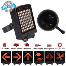 Bike Bicycle Led Turn Signal Tail Light Wireless Remote Control Recharge... - $32.29