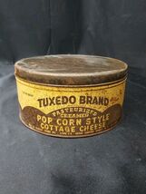 Old Food Tin Tuxedo Brand Pop Corn Style cottage Cheese Edelstein Foods ... - $23.35