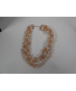 Vintage 3 Strand Plastic Bead Necklace Clear and White Bead - £10.98 GBP