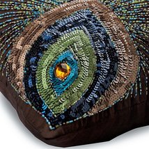 Peacock Feather 16&quot;x16&quot; Art Silk Brown Cushion Covers, Peacock Sparkle - £24.10 GBP+