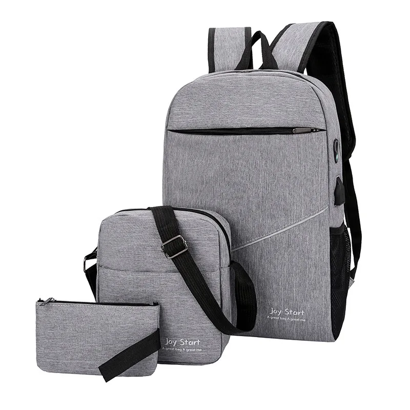 3pcs/set Men&#39;s Backpack Male USB Charging Laptop Backpack Women Travel Backpacks - $83.27