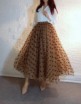 Caramel Polka Dot Tulle Skirt Outfit Women Custom Plus Size Fluffy Tulle Skirt image 2