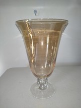 Vase Vintage Hand Blown Glass Gold Translucent Vase With Clear Ball Base - $14.85