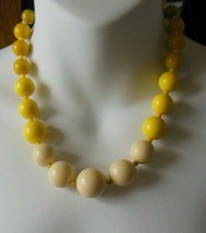 Signed Monet Yellow Bead Shades Graduated Necklace 18&quot; Long - £11.99 GBP