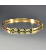 3CT Round Cut Lab Created Emerald Diamond Bangle Bracelet 14K Yellow Gol... - $6,407.49 MXN