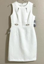 T Tahari White Dress Sleeveless Fitted Sheath Pencil Check Knit Dress SZ 8 Nwt - $71.20