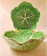 Bordallo Pinheiro CABBAGE GREEN Round 7 Inch Coupe Soup Bowls Set of 2 P... - £51.78 GBP