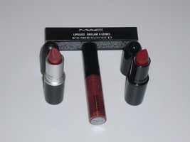 MAC Cosmetics 3 PCS Lip Gloss Lipglass Lustre Lipstick Set - £23.48 GBP