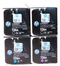 New Hp 4 Toner Cartridges 126A Black CE310A CE310AD Cyan CE311A Magenta CE313A - £182.21 GBP