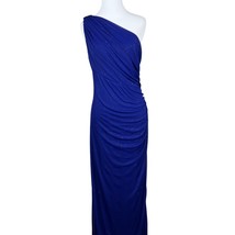 Betsy &amp; Adam Gown Dress Womens 14 Purple One Shoulder Ruched Side Slit Glitter - £79.91 GBP