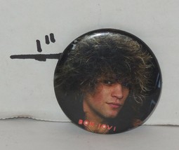 Vintage 1980s Bon Jovi Glam Rock Hair Band 1&quot; Button Pinback rare VHTF - £19.44 GBP