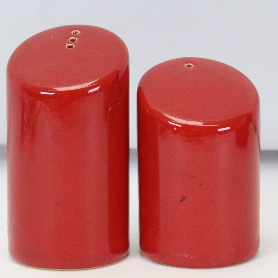 Waechtersbach Solid Red Salt &amp; Pepper Shakers 3-hole 3.75&quot; H &amp;1 hole 3.2... - $29.39