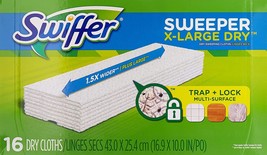 Swiffer Sweeper 17.8 in. W x 10 in. L Dry Cloth Mop Pad 16 pk - £43.85 GBP