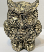 Vintage Ceramic Gold Foiled Owl Figurine MCM Felt Bottom 4.75 in - £14.58 GBP