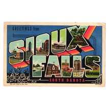 Vintage Postcard Sioux Falls South Dakota Linen Greetings Posted 4 Cents 1962 - £11.21 GBP