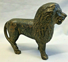 Vtg Cast Iron Still Bank Lion Figure Piggy Bank Coin Decorative - $99.95