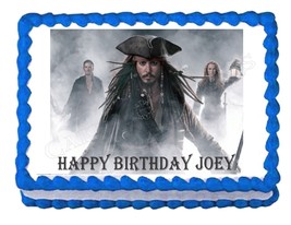 Pirates Of The Caribb EAN Jack Sparrow Party Edible Cake Image Cake Topper - £7.47 GBP