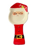 NEW Christmas SANTA in Red Suit 9in Ceramic Spoon Rest Kitchen Decor - $17.99