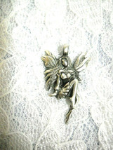 New Pretty Fairy W Butterfly Wings &amp; Flowing Hair Pewter Pendant Necklace - £7.98 GBP