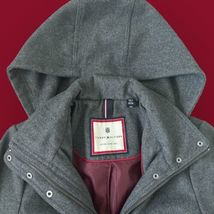 Tommy Hilfiger Womens Coat Size XSmall Gray Wool Blend Hooded Full Zip Snap - £22.58 GBP