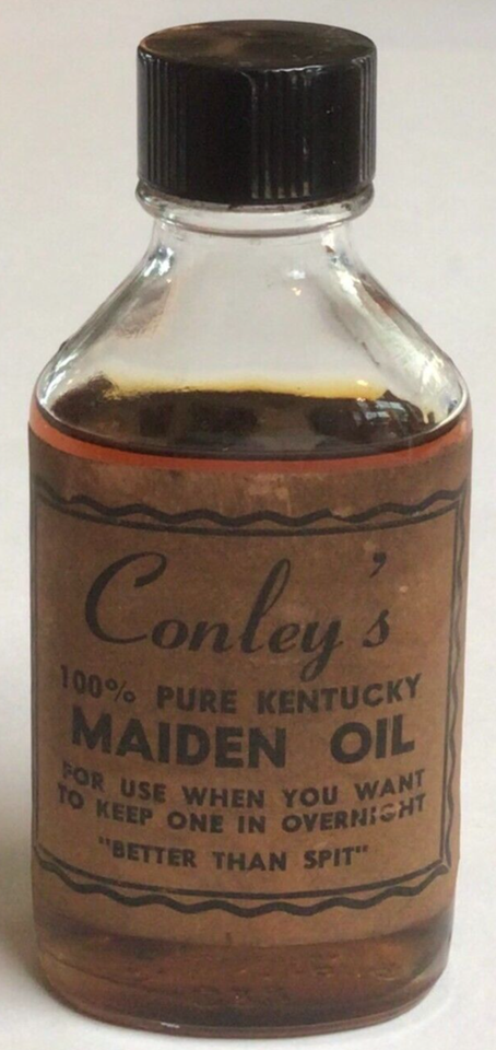 Primary image for Vintage Conley's Kentucky Maiden Oil Bottle Paper Label Risque Funny Gag Gift