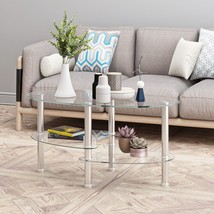 Transparent Oval Glass Coffee Table, Modern Table - Transparent - $94.57