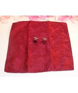 Burgandy Paisley Print Pocket Square and Matching Cuff Links In same fabric - $148.79 MXN