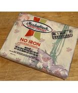 VTG Meadowbrook Irregular Queen Flat Sheet Pink Flower Purple NOS Percal... - $360.13 MXN