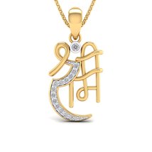 SwaraEcom 14K Yellow Gold Plated Round Cubic Zirconia Hindu Shri Raam Pendant fo - £40.20 GBP