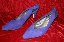 Vintage Jasmin Purple Suede Leather Shoes Pump Heel 8.5 - £19.65 GBP