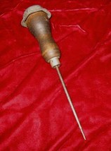 Vintage Wooden Handle Metal Cap Ice Pick Awl Farm Tool Punch Primitive - £10.60 GBP