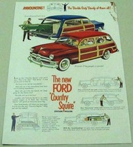 1950 Print Ad Ford Country Squire Station Wagons Removable Rear Seat - £7.86 GBP