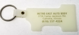 Metro East Auto Body Keychain Cahokia Illinois 1970s Plastic Vintage - £10.08 GBP