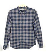 Hollister Epic Flex Men&#39;s Small Gray Blue Plaid Slim Fit Button Down Shirt - £12.76 GBP