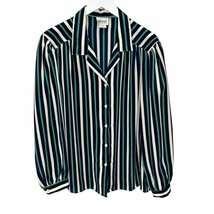 90&#39;s Vintage Leslie Fay Haberdashery Striped Button Down Blouse Size 20 ... - £19.69 GBP