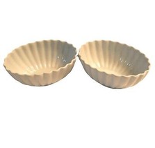 Set of 2 Crate and Barrel Scalloped Parfait Dishes White Oval New - $24.30