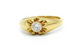 * 1/2 Carat Diamond Solitaire 14k Yellow Gold Mens Ring - £1,480.77 GBP