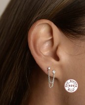 Pair Of 925 Sterling Silver Earrings - Double Piercing - Come With Gift Box - £9.81 GBP
