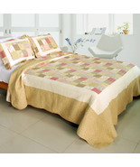 [Dream Production ] 100% Cotton 3PC Vermicelli-Quilted Patchwork Quilt S... - £69.53 GBP