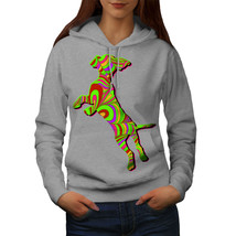 Wellcoda Psychedelic Dog Fashion Womens Hoodie, Color Casual Hooded Sweatshirt - £28.63 GBP