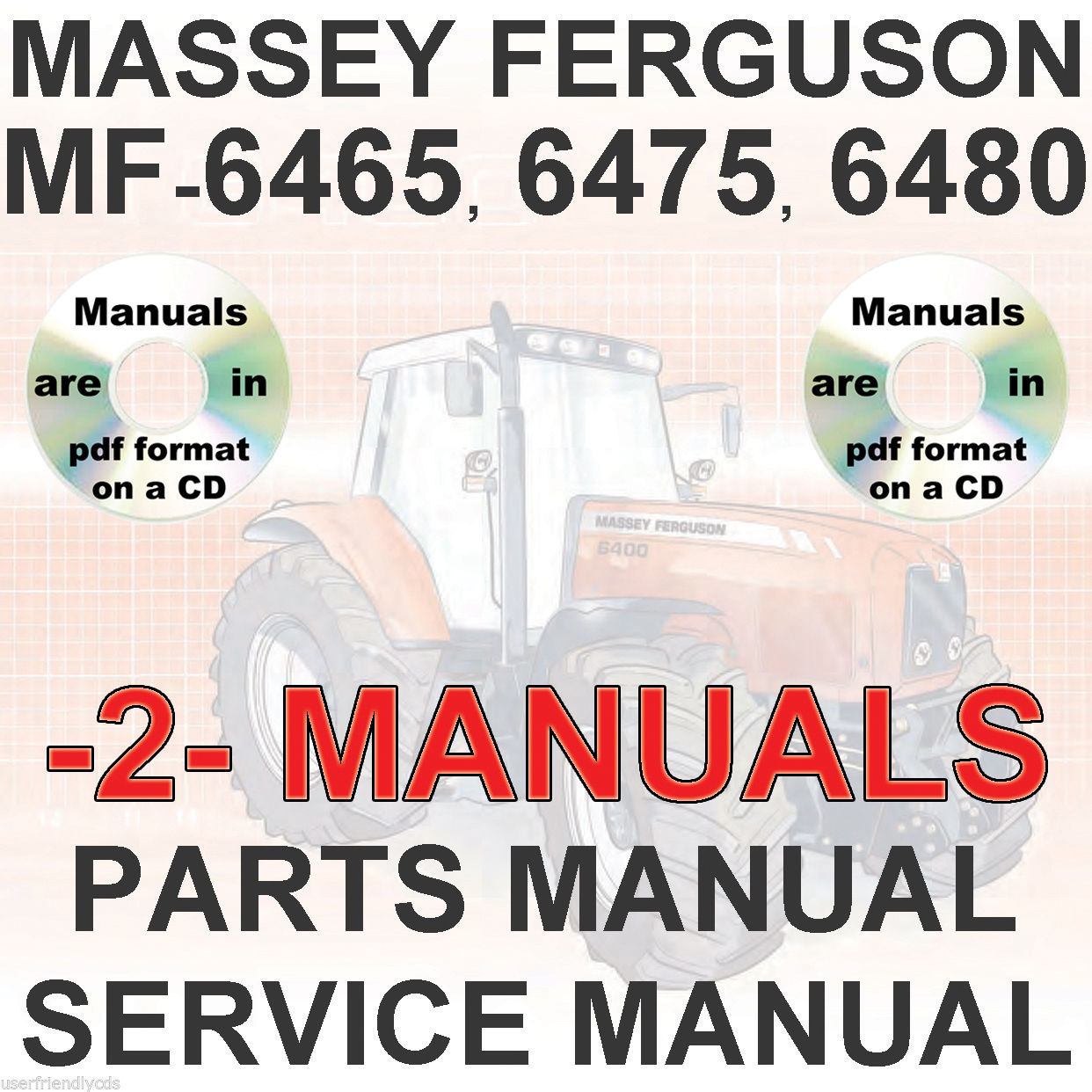 Primary image for Massey Ferguson MF6475 MF 6475 Tractor SERVICE & PARTS Manual -2- MANUALS CD