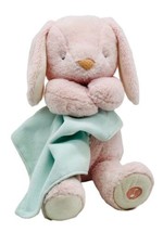 Carters Pink Musical Bunny Rabbit Plush Green Blanket 2014 Brahms Lullaby VIDEO - $44.87