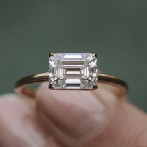 Vintage Style Wedding  Engagement Emerald Cut Solitaire Forever Anniversary Ring - £77.72 GBP