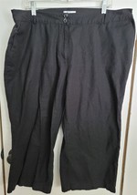 Womens Plus 20 Avenue Black Linen Blend Cropped Capris Pants Summer Casual - $10.89