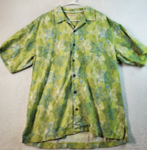 Tommy Bahama Shirt Men Large Green Floral Silk Short Sleeve Collared Button Down - £12.67 GBP