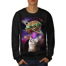 Wellcoda Space Burger Cat Fun Mens Sweatshirt, Kitten Casual Pullover Jumper - £23.53 GBP+